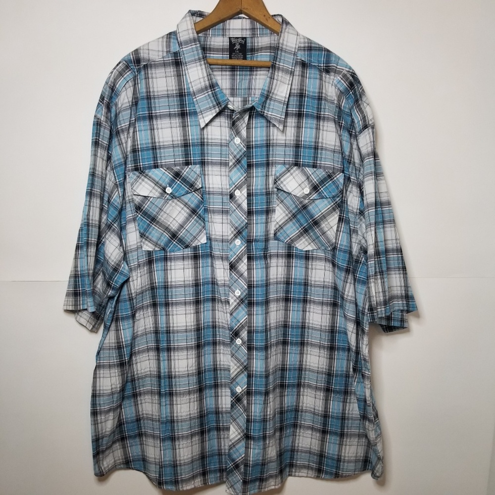Men's Blue Gear Plaid Button Down